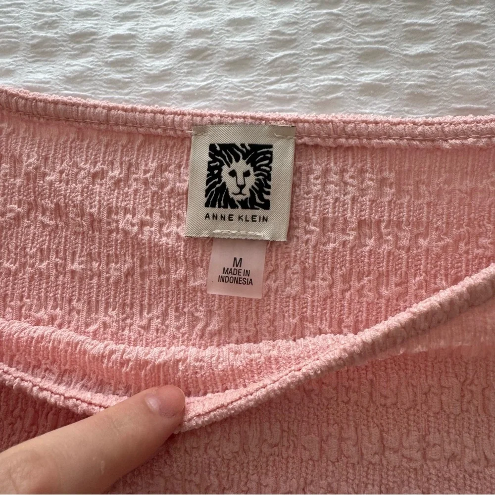 Anne Klein Blush pink Textured Boat Neck Blouse - Picture 4 of 4